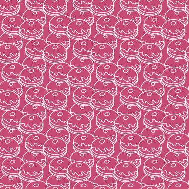 Çörek, Sufganiyah ile Seamless modeli. Popüler gıda Chanukah için. Yahudi Bayramı Hanuka.