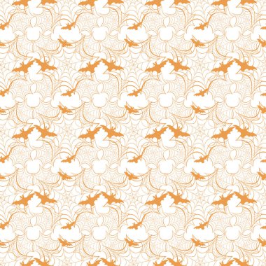 Cadılar Bayramı vektör seamless modeli ile web ve yarasa. Parti kartı, sarma, kumaş, yazdırma için tasarım.