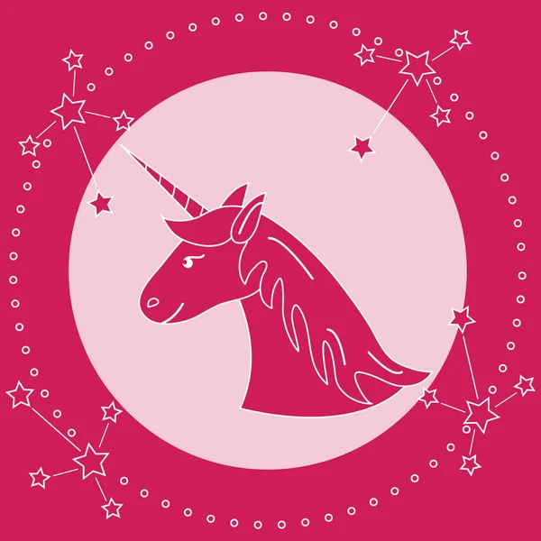Magic Unicorn Constelații Design Pentru Copii Grafic Tricou Coperta Card — Vector de stoc
