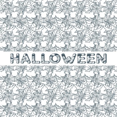 Cadılar Bayramı vektör seamless modeli ile web ve yarasa. Parti kartı, sarma, kumaş, yazdırma için tasarım.