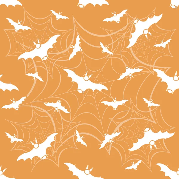 Halloween 2019 Vector Seamless Pattern Web Bat Design Party Card — Stock Vector