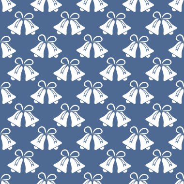 Vektör çan ile seamless modeli. Noel ve yeni yıl 2019 arka plan. Ambalaj Kağıt, kumaş ve diğer yazdırma için tasarım.