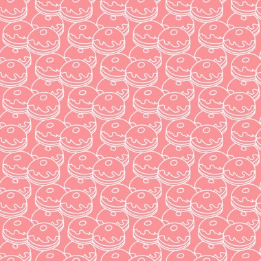 Çörek, Sufganiyah ile Seamless modeli. Popüler gıda Chanukah için. Yahudi Bayramı Hanuka.