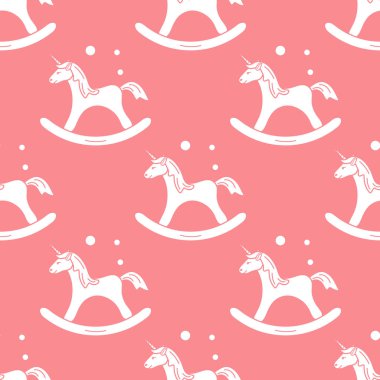 Sihirli unicorn ve kabarcıklar sallanan ile desen. Tasarım çocuk grafik, t-shirt, kapak, hediye kartı için.