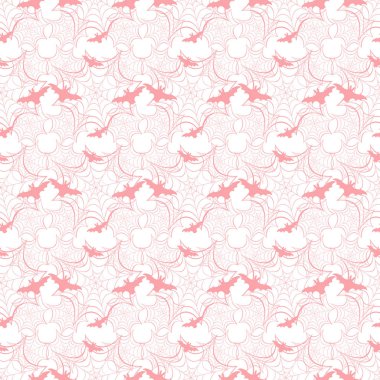 Cadılar Bayramı vektör seamless modeli ile web ve yarasa. Parti kartı, sarma, kumaş, yazdırma için tasarım.