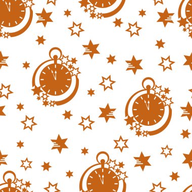 Saat ve yıldız ile Seamless modeli. Noel ve yeni yıl 2019 arka plan. Ambalaj Kağıt, kumaş ve diğer yazdırma için tasarım.