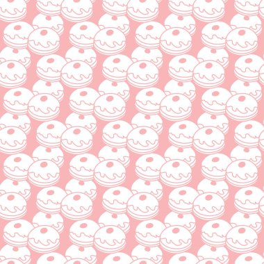 Çörek, Sufganiyah ile Seamless modeli. Popüler gıda Chanukah için. Yahudi Bayramı Hanuka.