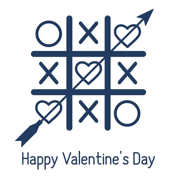 Ілюстрація Векторні Хрестики Нулики Гри Серця Стріли Днем Святого Валентина — стоковий вектор