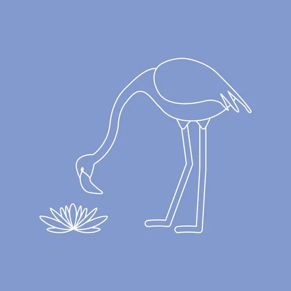 Vektorillustration Med Flamingo Fågel Och Näckrosor Blommor Design För Affisch — Stock vektor