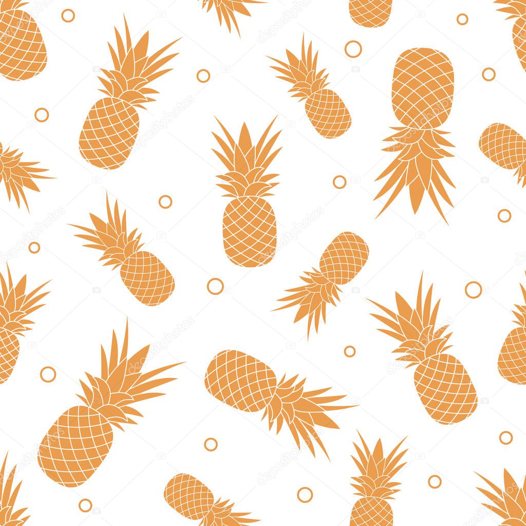 Seamless pattern with pineapples. Tropical fruit. Summer background.