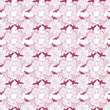 Cadılar Bayramı vektör seamless modeli ile web ve yarasa. Parti kartı, sarma, kumaş, yazdırma için tasarım.