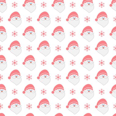 Mutlu yeni yıl 2019 ve Noel seamless modeli. Noel Baba, kar taneleri ile vektör çizim. Tasarım için sarma, kumaş, yazdırma.