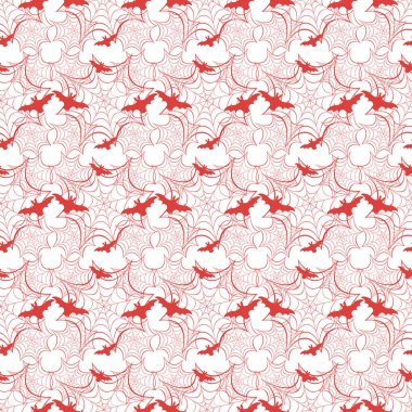 Cadılar Bayramı vektör seamless modeli ile web ve yarasa. Parti kartı, sarma, kumaş, yazdırma için tasarım.