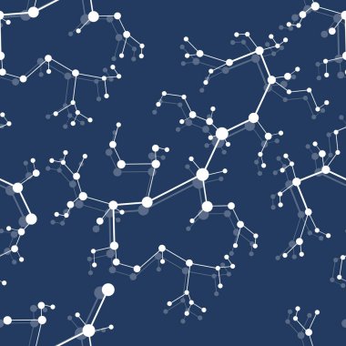 Moleküller ve iletişim yapıları ile Seamless modeli. Bilimsel kavram. Tıp, kimya, Fen arka plan.