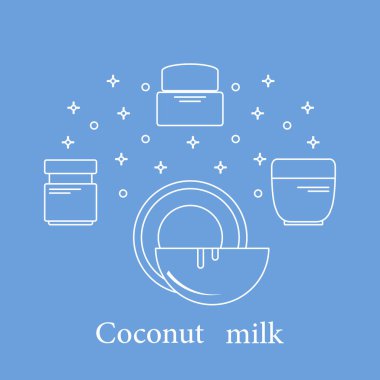 Kozmetik ve bakım ürünleri için Hindistan cevizi sütü. Glamour moda moda stil.