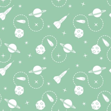 Roket, kuyruklu yıldız, gezegen, yıldız ile Seamless modeli. Uzay araştırmaları. Astronomi. Bilim.