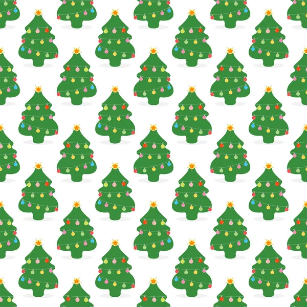 幸せな新しい年 2019年およびクリスマスはベクトル イラストです シームレスなパターンと飾られたクリスマス ツリー — ストックベクタ