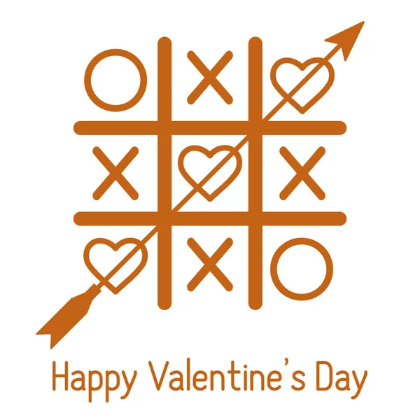 心と矢印で三目並べゲームのベクター イラストです 幸せなバレンタインデー グリーティング カードやパーティー カード バナー ポスター印刷のための設計します — ストックベクタ