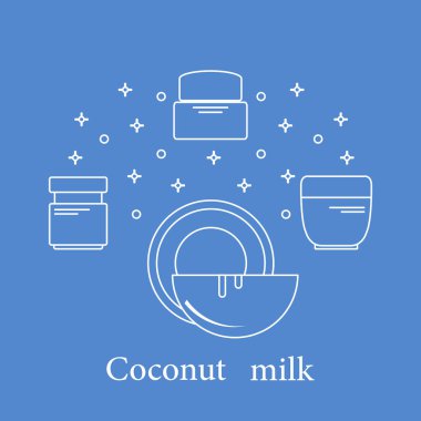 Kozmetik ve bakım ürünleri için Hindistan cevizi sütü. Glamour moda moda stil.