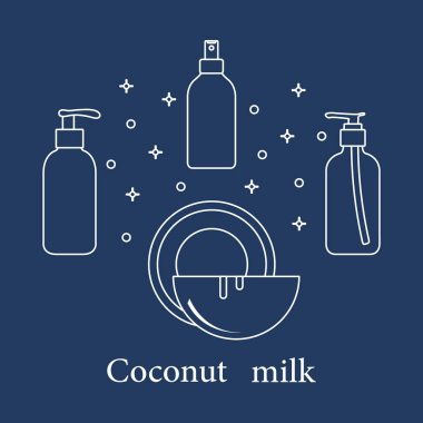 Kozmetik ve bakım ürünleri için Hindistan cevizi sütü. Glamour moda moda stil.