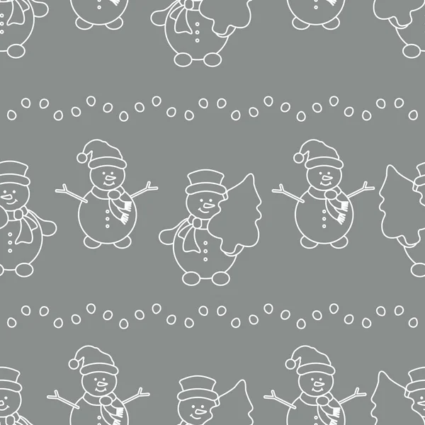 Happy New Year 2019 Christmas Seamless Pattern Vector Illustration Snowman — Stock Vector