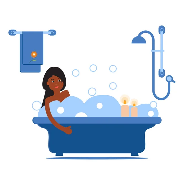 Дівчина приймає розслаблюючу ванну . — стоковий вектор