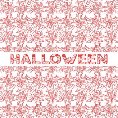 Cadılar Bayramı vektör seamless modeli ile web ve yarasa. Parti kartı, sarma, kumaş, yazdırma için tasarım.