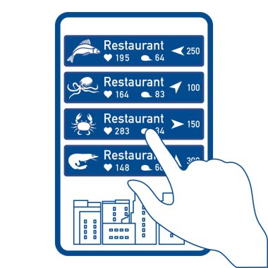 Artırılmış gerçeklik uygulanması: Ar şehir veya alışveriş merkezi gezinti için. Seçmek balık restaurant, deniz ürünleri Restoran yere göre yorum ve telefonla seviyor.