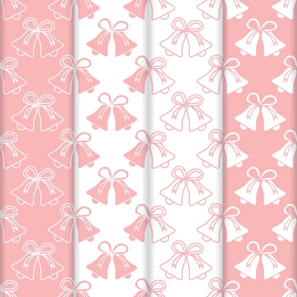 4 vektör Dikişsiz desen zillerle ayarlayın. Noel ve yeni yıl 2019 arka plan. Ambalaj Kağıt, kumaş ve diğer yazdırma için tasarım.