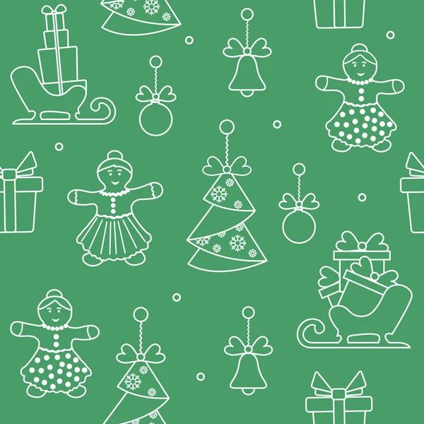 Patrón Sin Costuras Con Navidad Símbolos Año Nuevo Árboles Navidad — Vector de stock