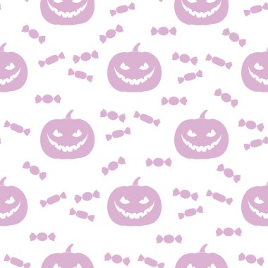 Cadılar Bayramı 2019 vektör kabak ve şeker ile seamless modeli. Parti kartı, sarma, kumaş, yazdırma için tasarım.