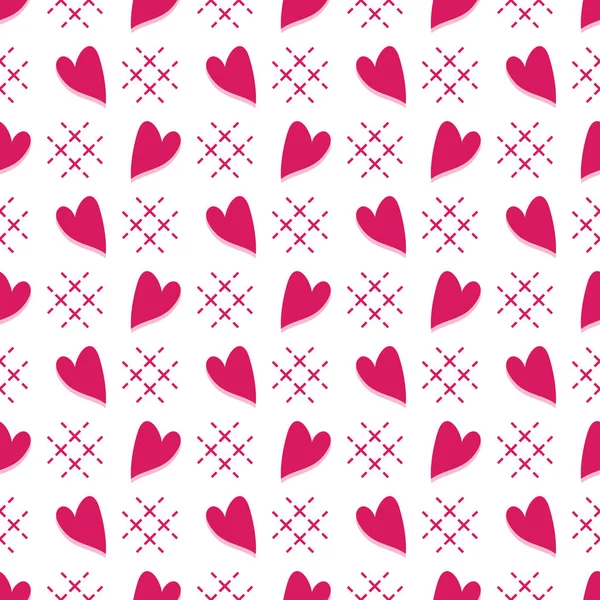 Schattig Naadloze Patroon Met Harten Happy Valentine Day Romantische Achtergrond — Stockvector
