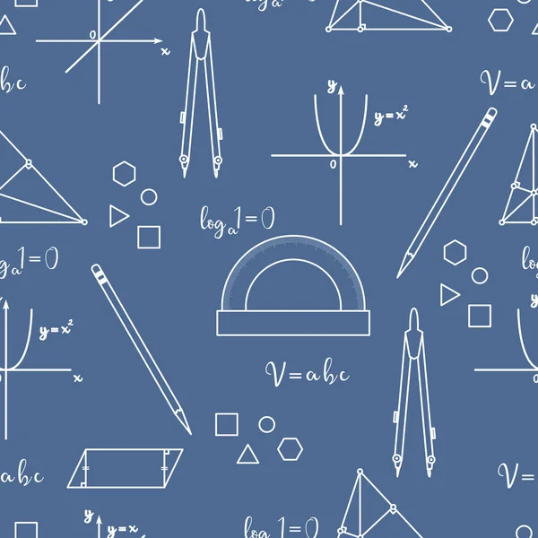 Matemáticas Patrón Sin Fisuras Vector Científico Con Diagramas Geometría Herramientas — Vector de stock