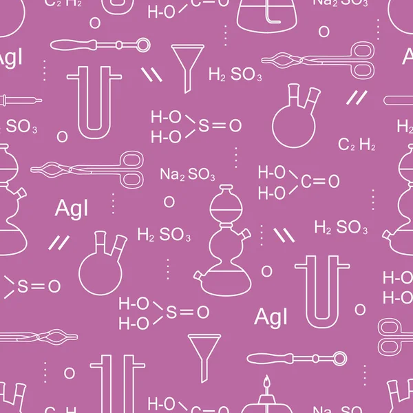 Wissenschaftlicher Vektor Nahtlose Muster Mit Kolben Brennern Trichtern Werkzeugen Und — Stockvektor