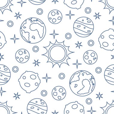 Güneş, gezegenler, yıldızlar ile Seamless modeli. Uzay araştırmaları. Astronomi. Bilim
