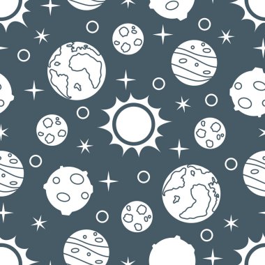 Güneş, gezegenler, yıldızlar ile Seamless modeli. Uzay araştırmaları. Astronomi. Bilim