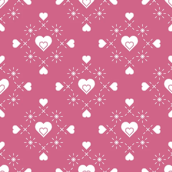 Cute Seamless Pattern Hearts Happy Valentine Day Romantic Background Design — Stock Vector