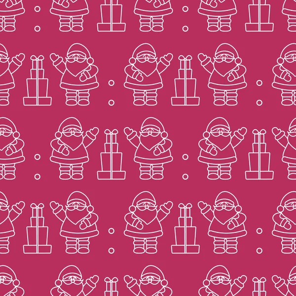 新年快乐2019和圣诞无缝模式 矢量插图与圣诞老人 印刷设计 — 图库矢量图片