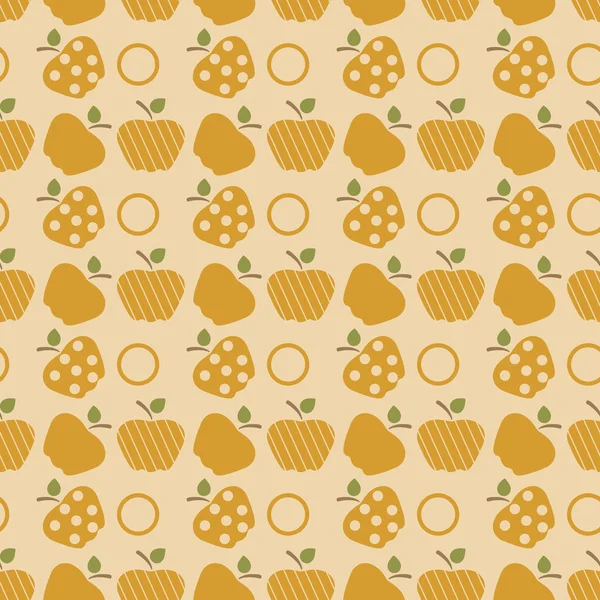 Seamless Mönster Med Äpplen Vektorillustration Med Äpple Och Blad Frukt — Stock vektor