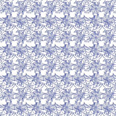 Cadılar Bayramı vektör seamless modeli ile web ve yarasa. Parti kartı, sarma, kumaş, yazdırma için tasarım.