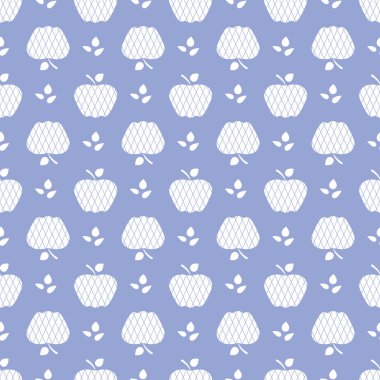 Elma ile Seamless modeli. Apple ve yaprak ile vektör çizim. Meyve arka plan. Tasarım poster, tekstil, tebrik kartı.