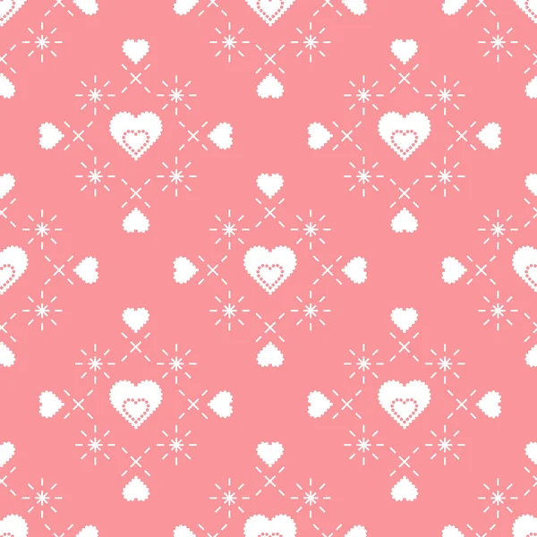 Cute Seamless Pattern Hearts Happy Valentine Day Romantic Background Design — Stock Vector