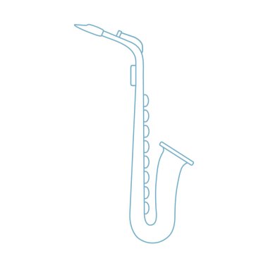 Saksafon ile vektör çizim. Klasik müzik nefesli/üflemeli saz.