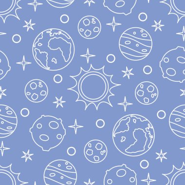 Güneş, gezegenler, yıldızlar ile Seamless modeli. Uzay araştırmaları. Astronomi. Bilim