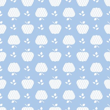 Elma ile Seamless modeli. Apple ve yaprak ile vektör çizim. Meyve arka plan. Tasarım poster, tekstil, tebrik kartı.