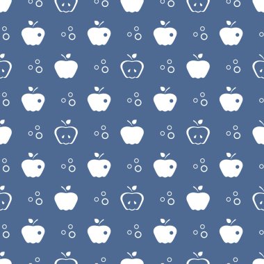 Elma ile Seamless modeli. Apple ve yaprak ile vektör çizim. Meyve arka plan. Tasarım poster, tekstil, tebrik kartı.