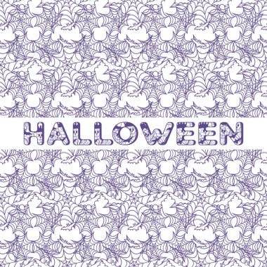 Cadılar Bayramı vektör seamless modeli ile web ve yarasa. Parti kartı, sarma, kumaş, yazdırma için tasarım.