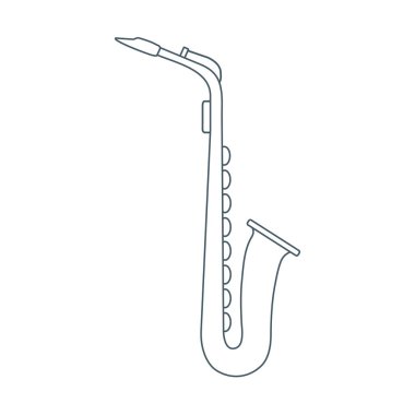 Saksafon ile vektör çizim. Klasik müzik nefesli/üflemeli saz.