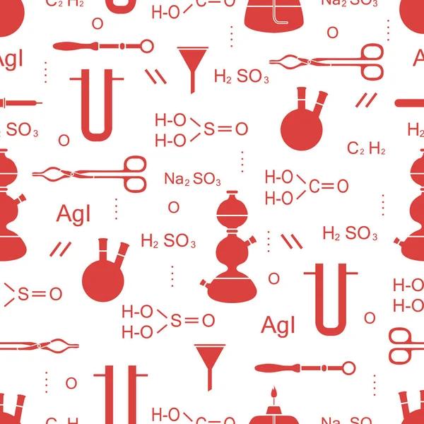 Wissenschaftlicher Vektor Nahtlose Muster Mit Kolben Brennern Trichtern Werkzeugen Und — Stockvektor