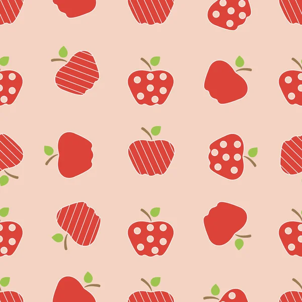 与苹果无缝的图案 向量例证与苹果和叶子 水果背景 纺织品 贺卡的设计 — 图库矢量图片